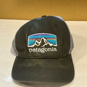 Patagonia Hat Cap Snap Mesh Back Adjustable Faded Black Horizon One Size Trucker
